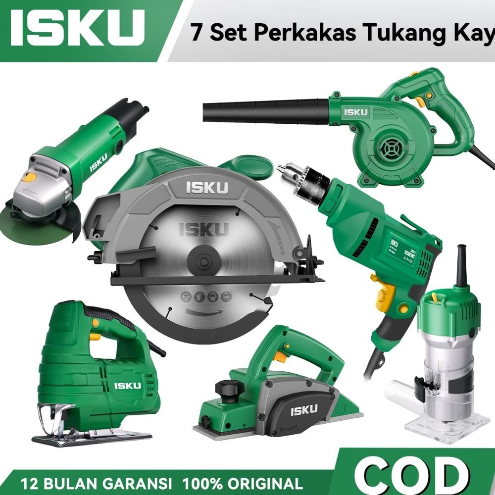 Set perkakas kayu elektrikISKU 1000W Gergaji Multifungsi Circular Saw/Bor tangan listrik/Mesin Serut