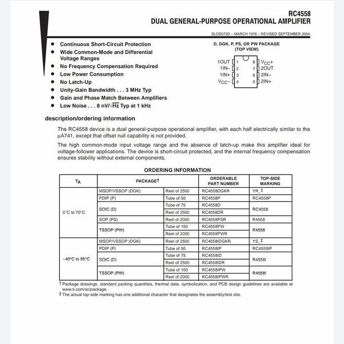 Ic jrc/Rc 4558p dual op amp Original texas Mexico
