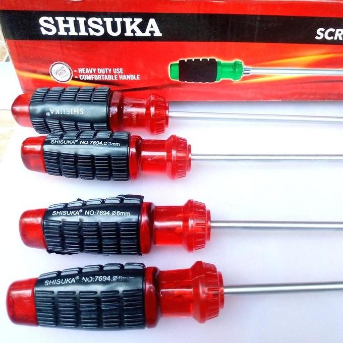 Obeng Plus(+) Gagang Karet 6 Inch Shisuka/Obeng Karet 6" Termurah