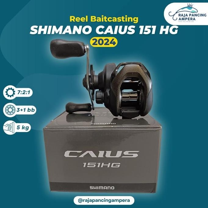Reel Baitcasting Shimano Caius 151 HG 2024 | Kerekan Pancing BC Ringan CO