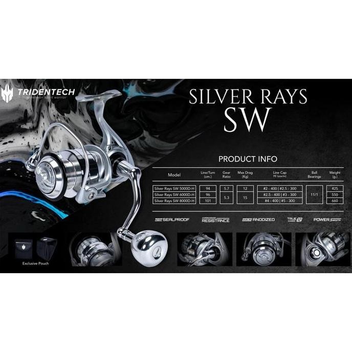 REEL SPINNING TRIDENTECH SILVER RAYS SW 5000-8000DH ORIGINAL DAN TERPERCAYA