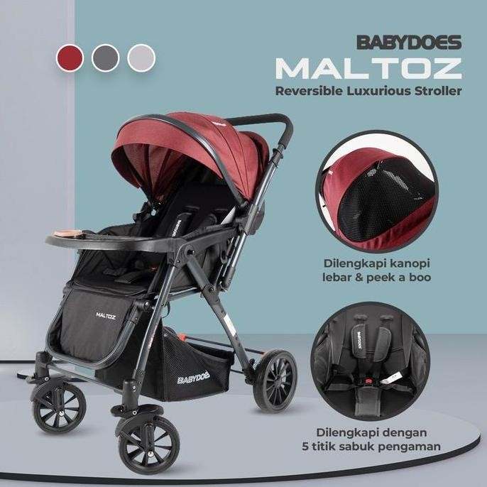 BABYDOES MALTOZ CH-BL 821SN REVERSIIBLE LUXURIOUS STROLLER bayi roda TU