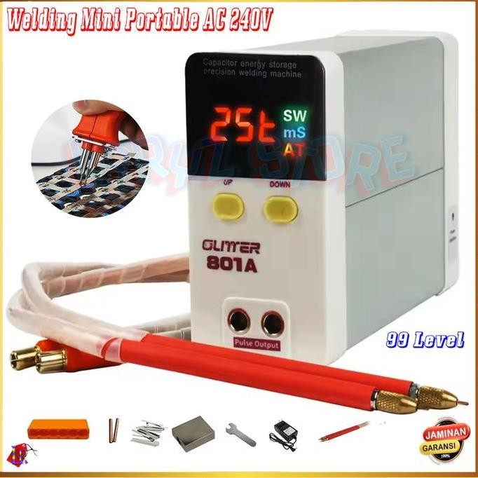ALAT MESIN LAS TITIK PULSE SPOT TRAFO BATERAI WELDING WELDER MACHINE MINI PORTABLE AC 240 V WITH LED