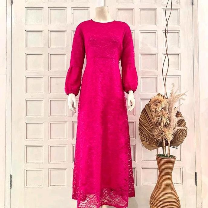 DY109 - GAMIS BROKAT TANGAN BALON/GAMIS BROKAT MUSLIM/GAMIS SERAGAM PESTA/GAMIS SERAGAM PENGAJIAN/GA