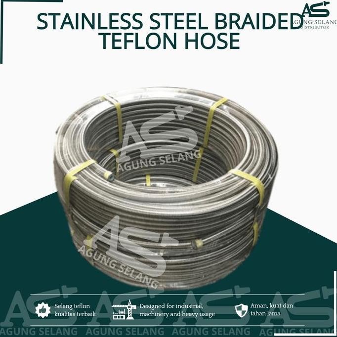 TERLARIS - Selang Tlon PTFE Stainless ided /2" Heavy Duty Chemical ID 2mm