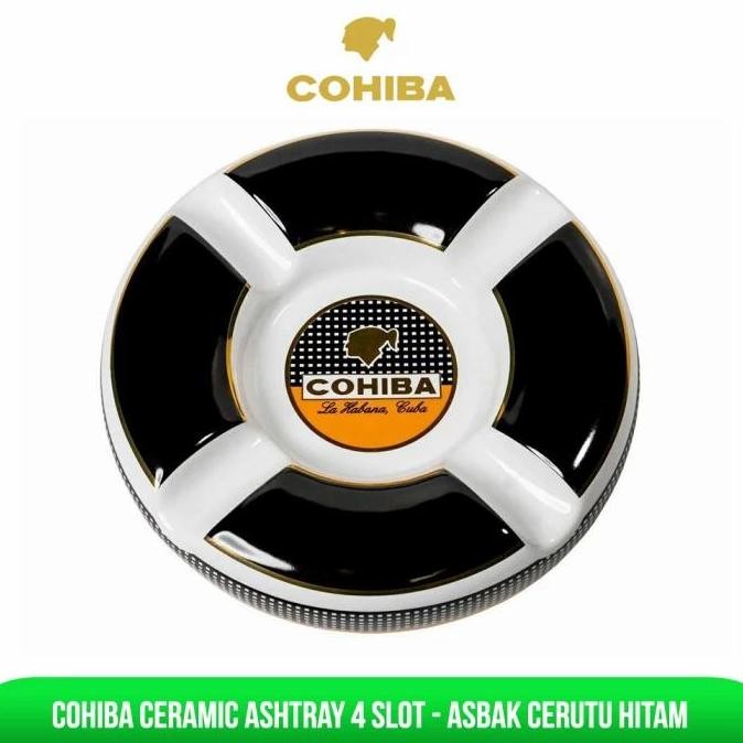 PROMO - Cohiba Ceramic Ashtray 4 Slot - Asbak Cerutu Hitam