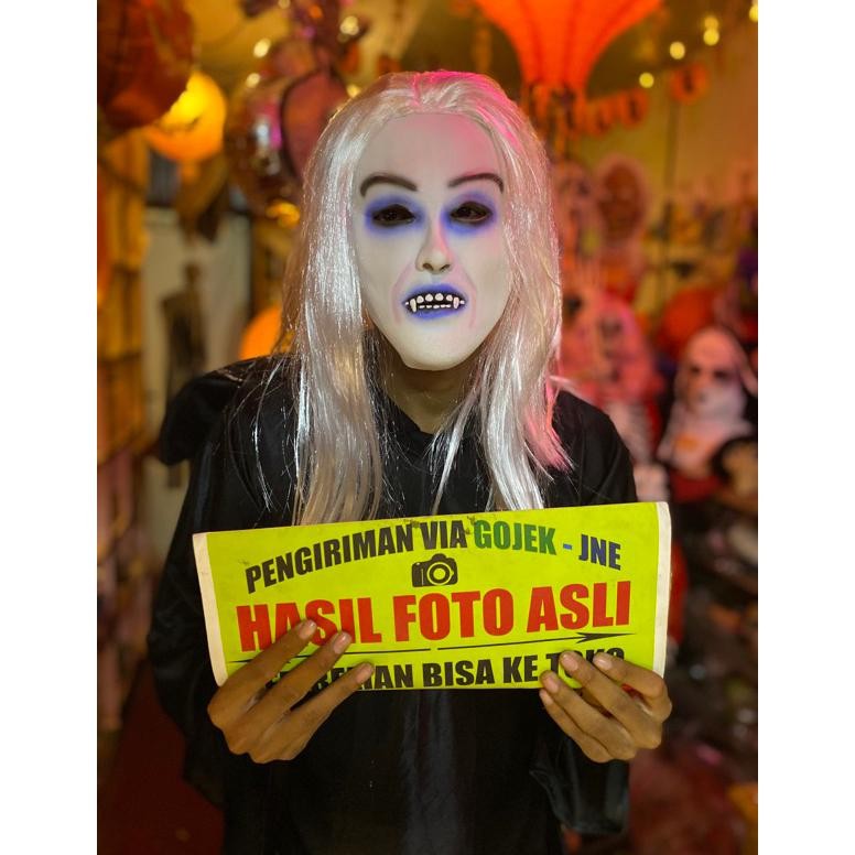 Topeng Latex Setan Putih Kuntilanak Bahan Karet