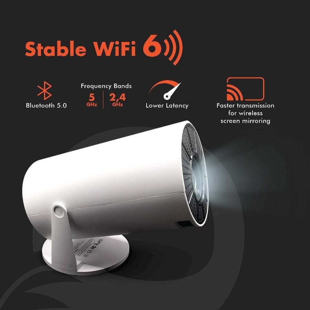 K5 Proyektor Mini Android Hp Ke Dinding Smart Portable - Hd 600P, Bluetooth & Wifi, 90 Ansi Lumens, 