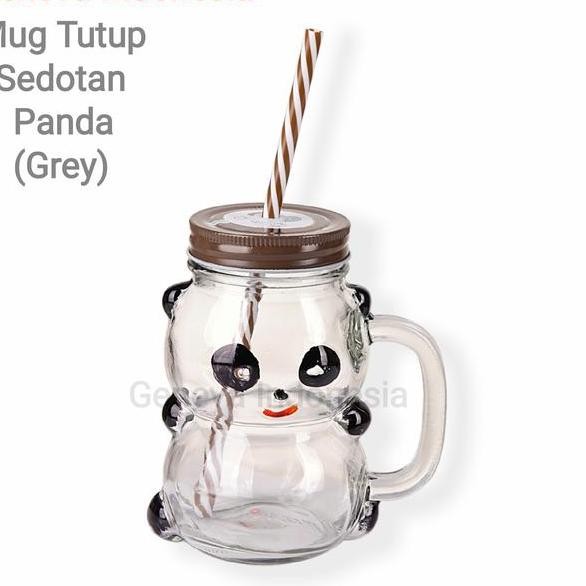 Mug Tutup Sedotan Gelas Tutup Sedotan Kaca Motif Panda Home