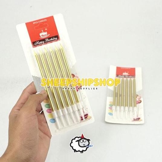 siap kirim] LILIN BATANG CHROME 6 WARNA PANJANG 10 CM Kue Pesta Ulang Tahun