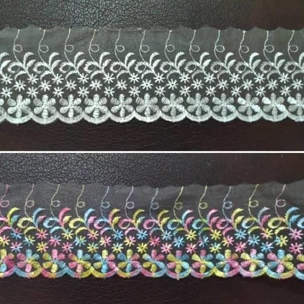 Buruan serbu] Renda Nilon Bordir Lebar 10 cm (15 yard) Hitam