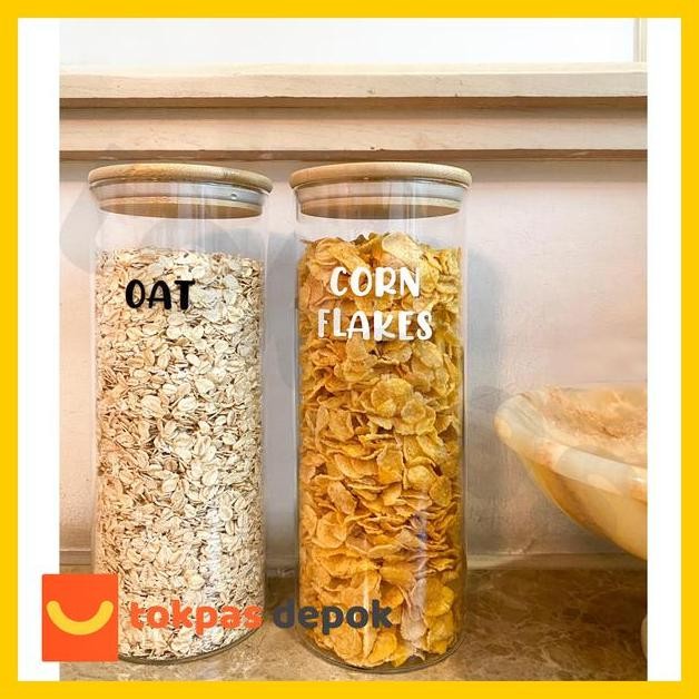 Toples Kaca Bulat Polos Tutup Kayu Kedap Udara My Home Toples  Kue  1  Set  Lengkap Toples  Nastar