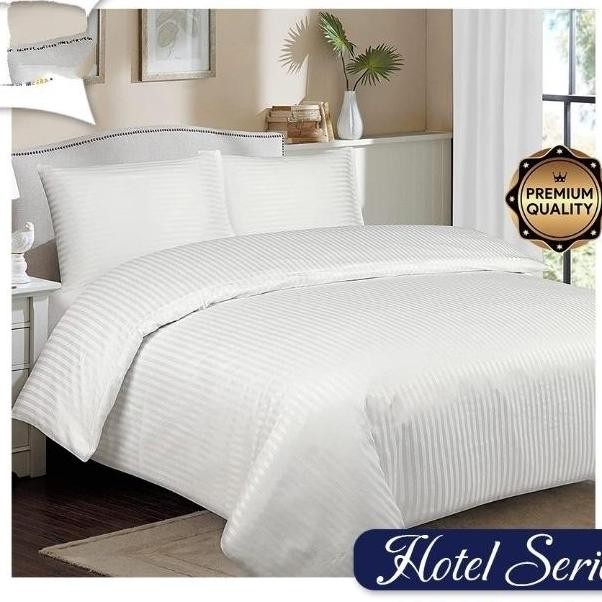 TERLARIS - Sprei hotel salur putih | linen hotel best seller bahan katun premium
