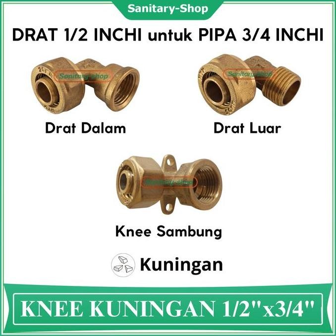 Knee Keni Elbow Nepel Neple L Sambungan Fitting Selang Pipa Air Panas Drat Luar Kuping Dalam Kuninga