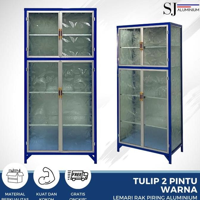 Rak Piring Lemari Dapur Kaca Aluminium - Tulip 2 Pintu Warna