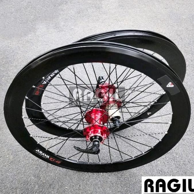 WHEELSET SEPEDA 20 PLUS ARAYA KS40 22 INCH 20 X 1 3/8 ETRTO 451 RIM RIMS VELG HUB FREEHUB SLUP CASSE