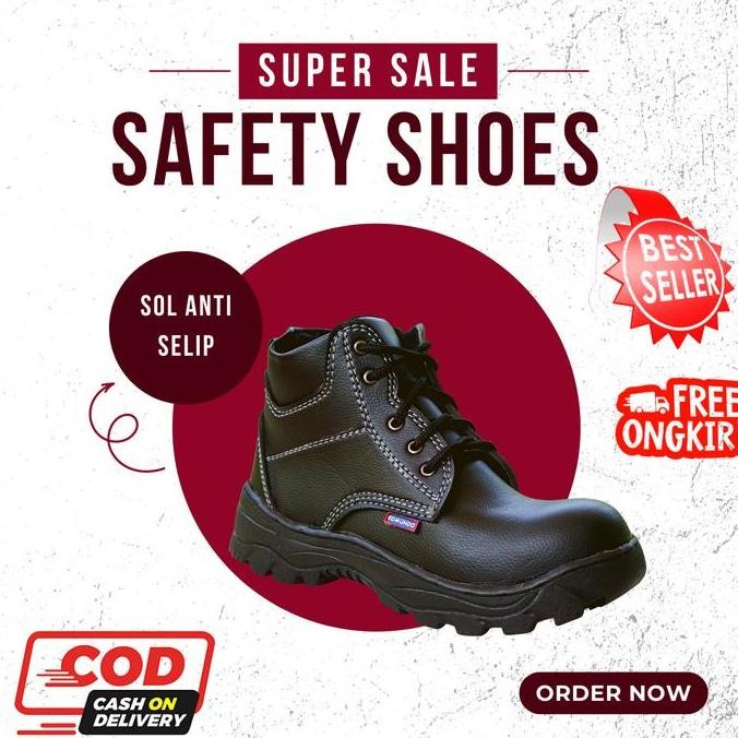 COD sepatu safety King Edmundo Ujung Besi sol karet tidak licin model sporty harga terjangkau Shoes 