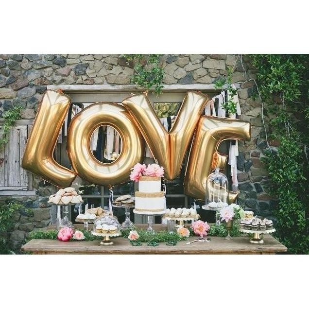 #####] Balon Huruf Foil Emas Tinggi 100cm / Gold Doff 1meter