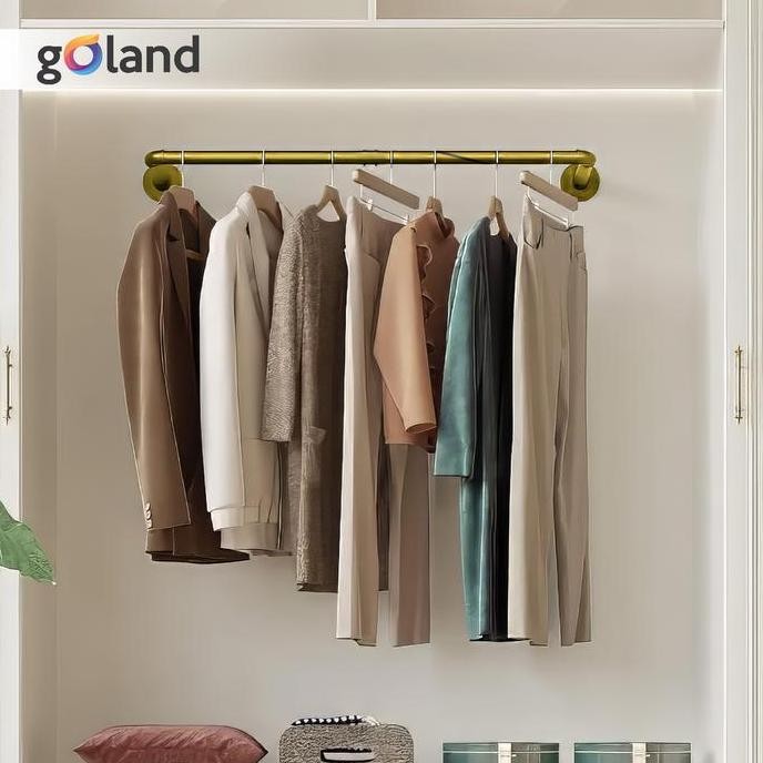TERLARIS - Goland Gantungan Baju Tembok Gantungan Baju Besi Multifungsi Gold