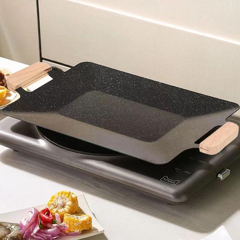Bisa Cod Littlepolkadot38Cm Grill Pan Bbq Tempat Alat Pemanggang Tempat Pemanggang Bulat Bbq Piring 