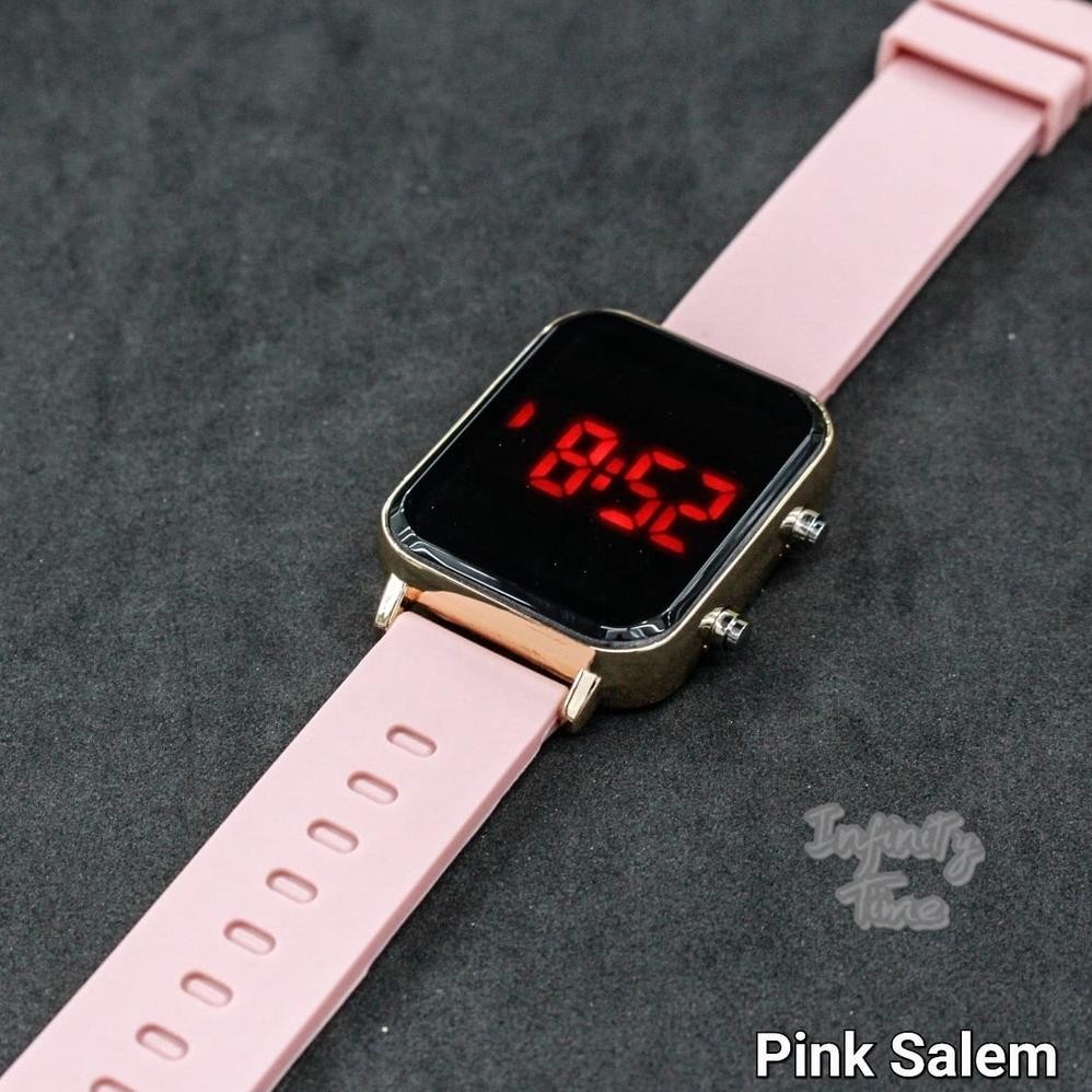 [Kecil Jam Tangan Led Watch Js3397 Kotak Cowok Cewek Couple Digital Strap Rubber Uh-22