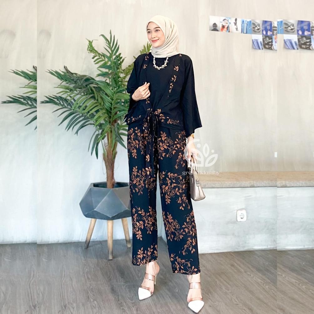 Viral One Set Konoha Rayon Kombinasi Kekinian Nyaman Adem Lij-56