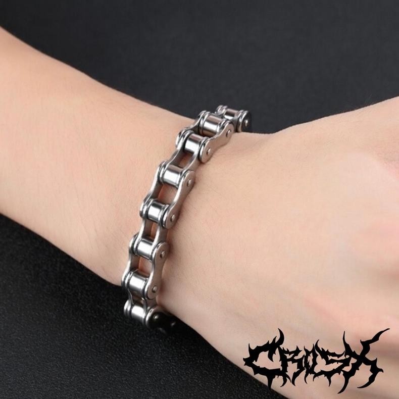 [Kecil Giro Bracelet / Gelang Rantai Motor / Gelang Rantai Silver / Double Layer Chain Bracelet Gela