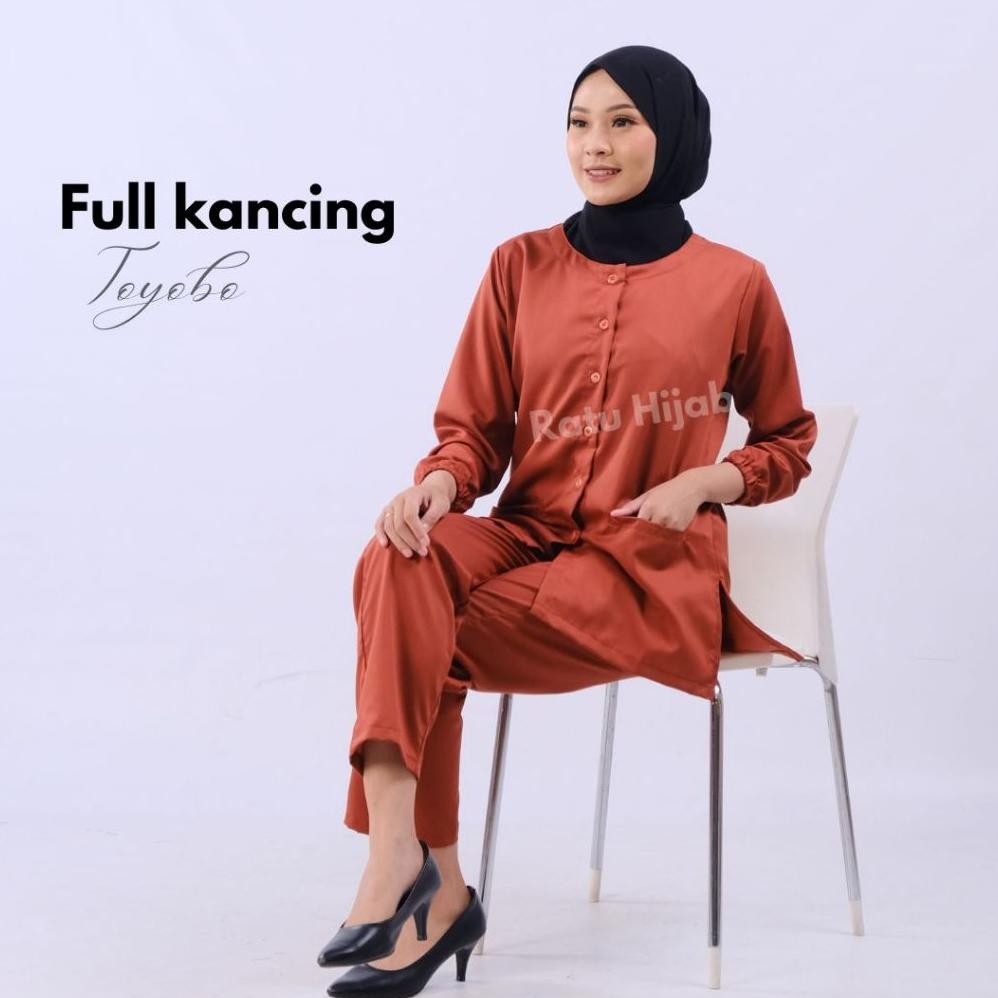 Promo.. Baju Ok Oka Kancing Depan Full Lengan Panjang Karet Dokter Petugas Medis Perawat Jaga Toyobo