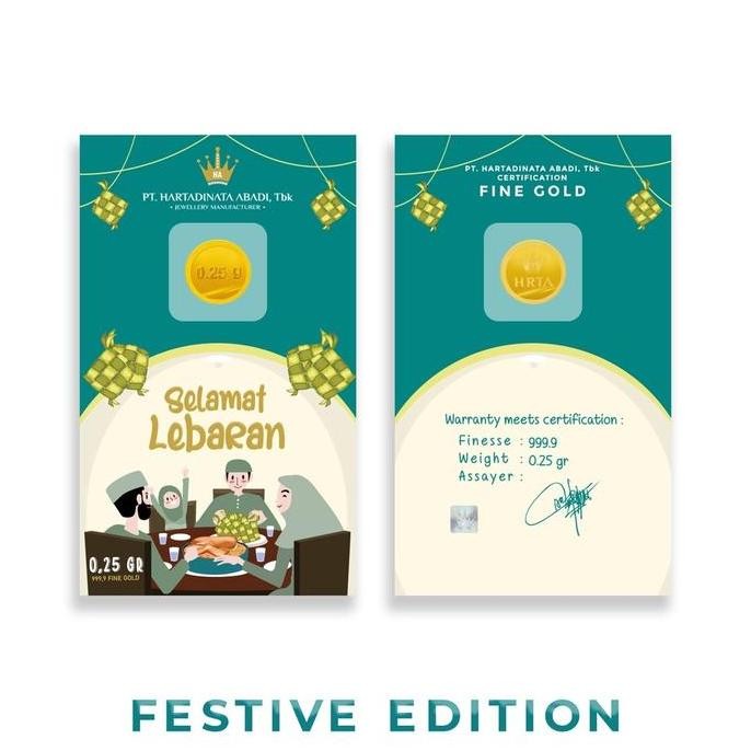 HARTADINATA Emas Mini LM 0.25gr Hari Raya Idul Fitri Eid Mubarak