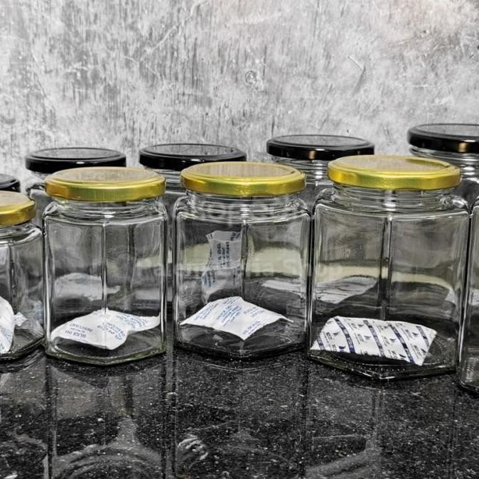 Toples MADU Hexagonal Kaca Glass Jar Food Grade Baru Import Quality