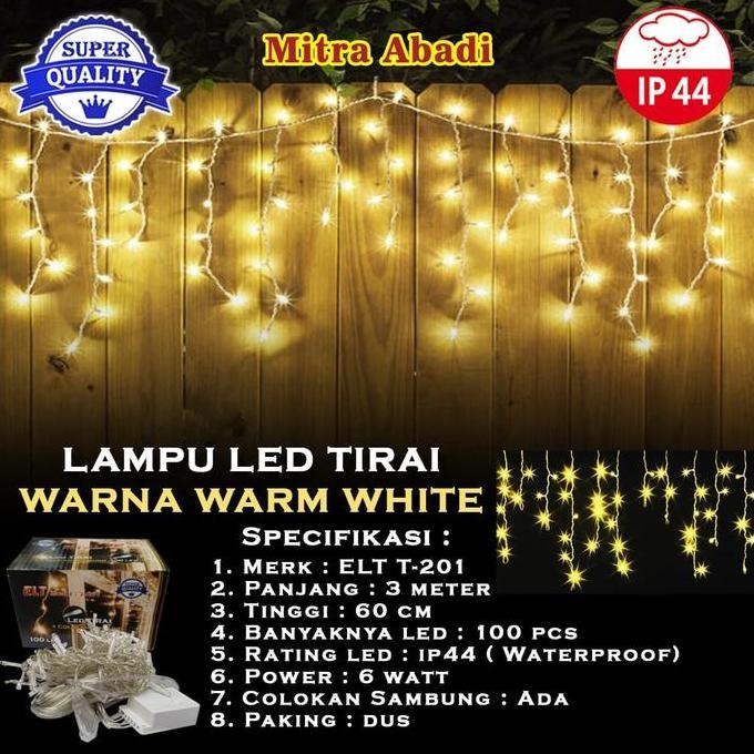 Lampu Natal LED Tirai Warm White