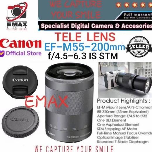 NEW Canon EF M 55-200mm IS STM Tele Lens for Camera Canon EOS M EFM Mirrorless Lensa Kamera Canon 55