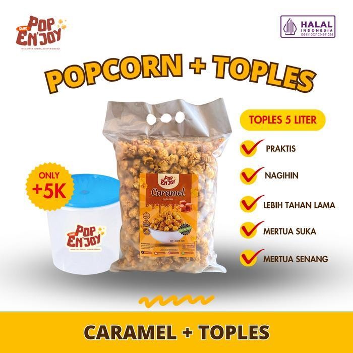 

SBID [DAPET TOPLES] POPCORN CARAMEL 500gr - PopENjoy / Makanan Manis Crispy Camilan Popkron Snack Jagung