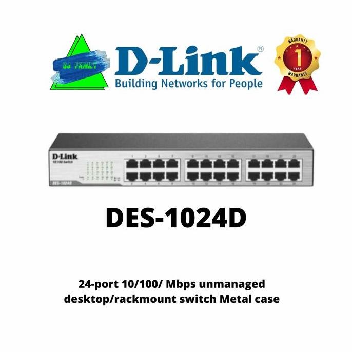 D-Link Switch Hub 24 Port Desktop LAN DES-1024C Dlink DES 1024D