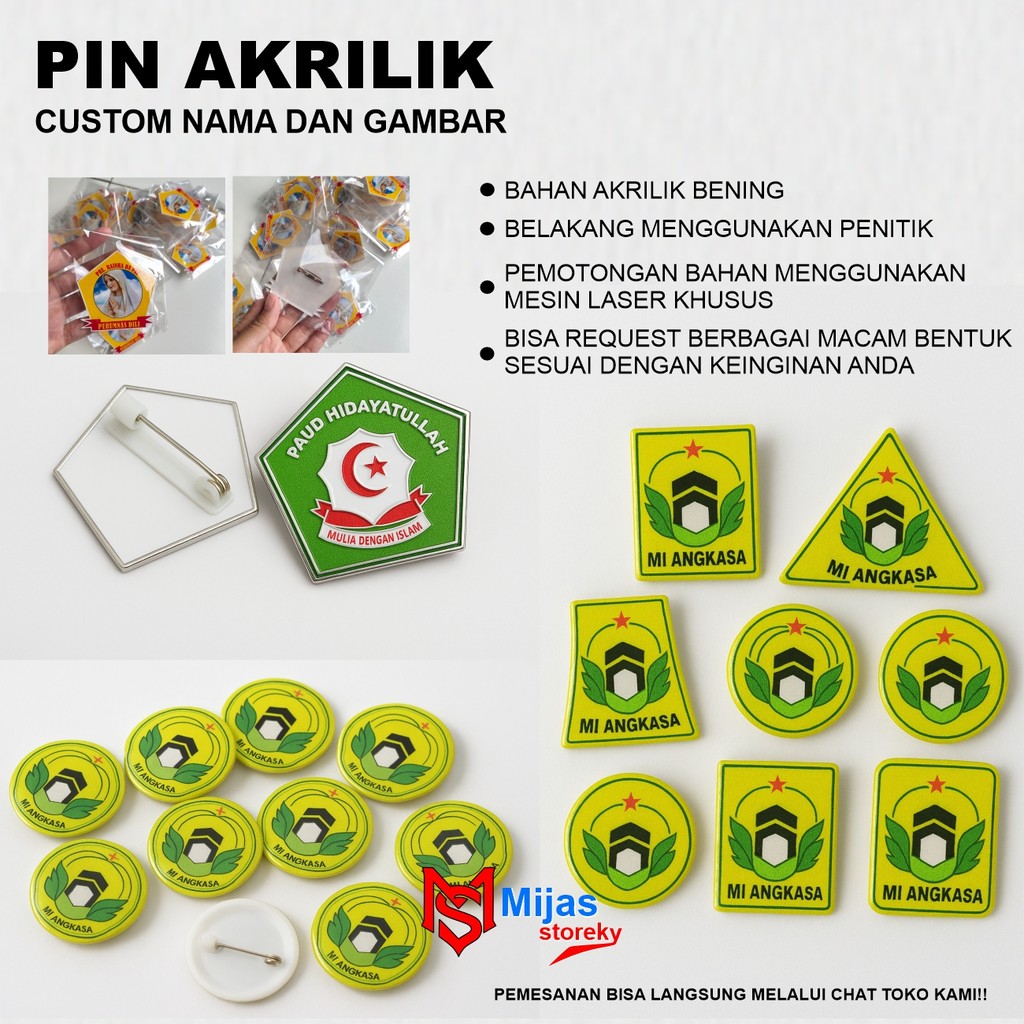 PIN AKRILIK//PIN CUSTOM NAMA//PINN NAMA// NAMETAG//NEMTEG//PIN CUSTOM//AKRILIK//PIN LOGO AKRILIK//PI