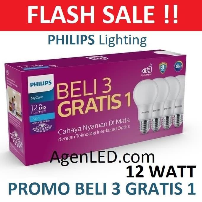 Promo Philips Lampu Led 12W Bohlam 12 W Watt Putih Bulb Philip 12Watt Mycare