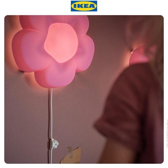 Ikea Upplyst Lampu Dinding Led Ungu Bentuk Bunga Plastik
