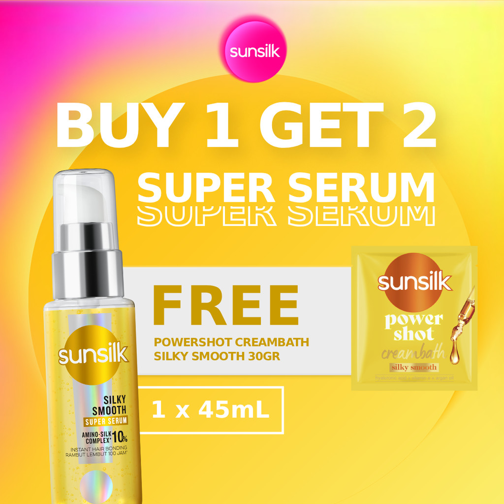 [BARU] Buy 1 Sunsilk Serum Silky Smooth 45 ml Get Free 1 Sunsilk Creambath Silky Smooth 30 g