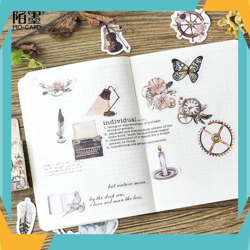 

Diskon Stiker Kertas Journaling Diary Sticker Vintage 45pcs HWK-11