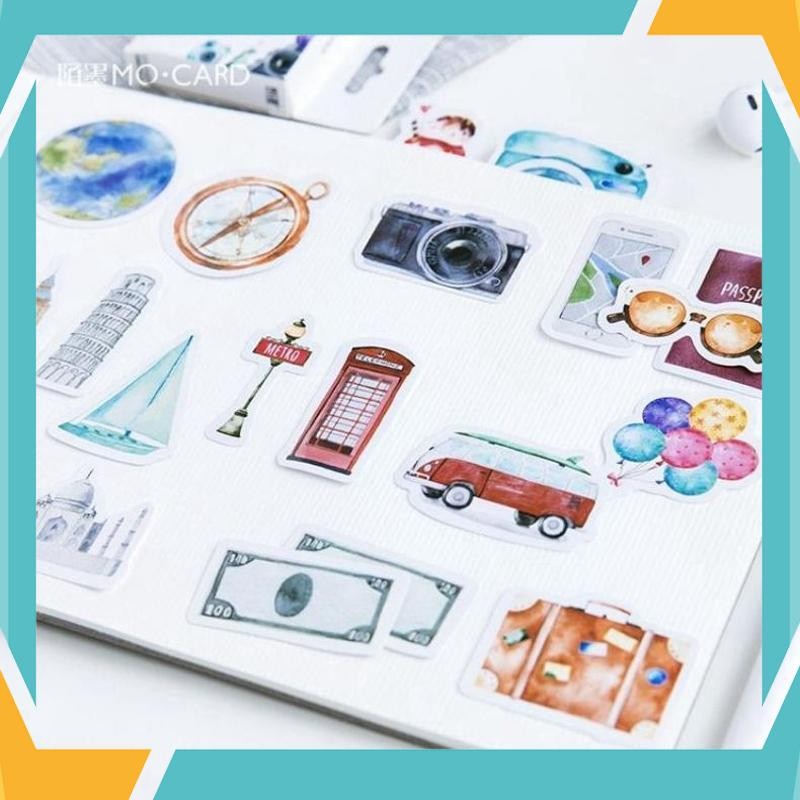 

Bisa COD Stiker Kertas Journal Diary Sticker Travel isi 45pcs BFN-80