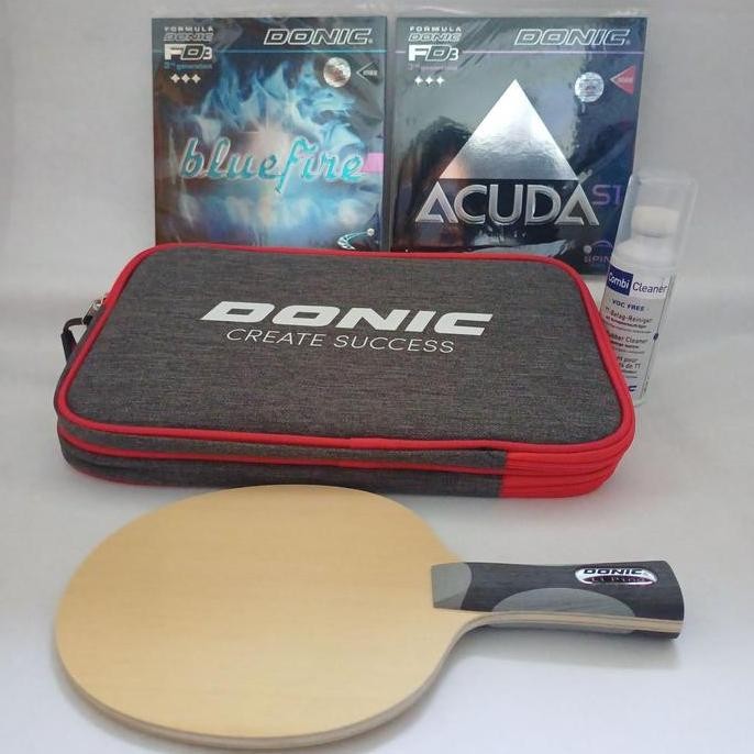 Bat Pingpong Donic Liping Kitex + karet Donic Acuda Bluefire set