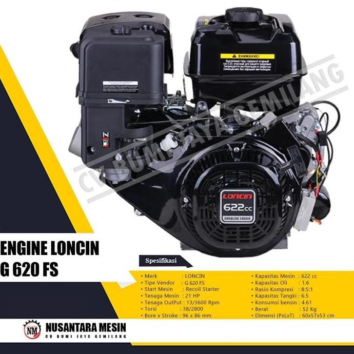 TERMURAH - MESIN PENGGERAK BENSIN / GASOLINE ENGINE LONCIN G 620 FS