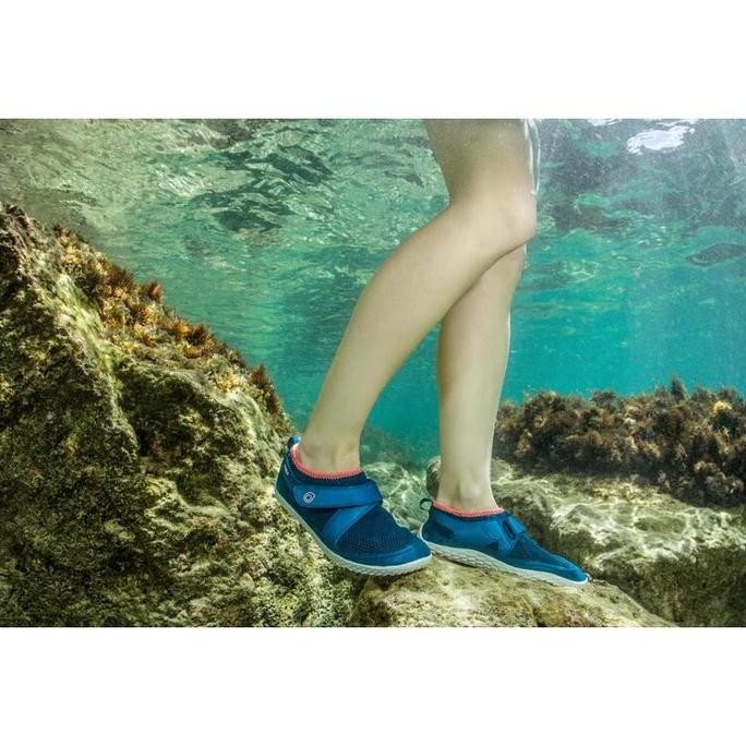 Decathlon Subea Sepatu Aquashoes Velcro Dewasa - Aquashoes 500 Biru Pink - 8578993 BS