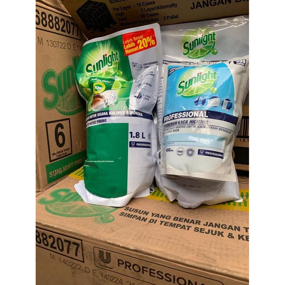 Ready Stock Sunlight Sabun Cuci Piring Cair 1.8L + Free Glass Cleaner 450ml