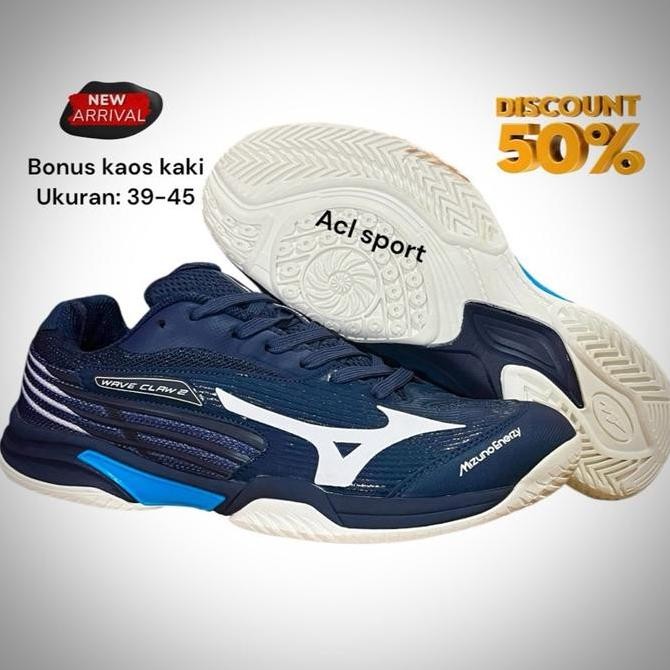 Sepatu Mizuno Wave Claw 2 Sepatu Tenis Lapangan  Cepat Kering Anti Air Berpori Nyaman Uniseks Pria W