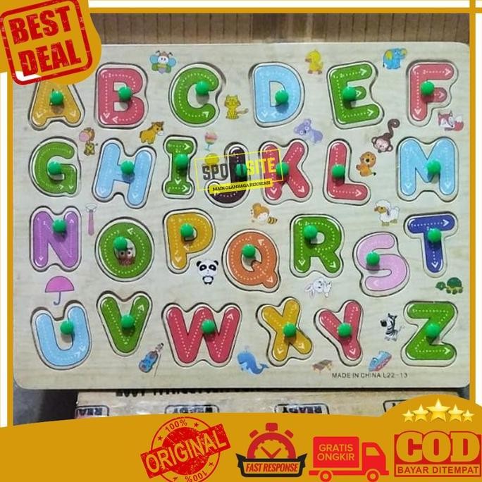 Puzzle Kayu Huruf Kosakata. Mainan Edukasi Anak Bongkar Pasang