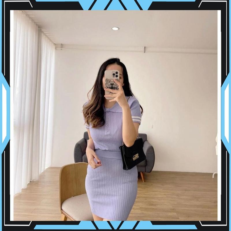 Termurah setelan crop top wanita / set crop + celena rok span / setelan rajut korea pullover seksi l