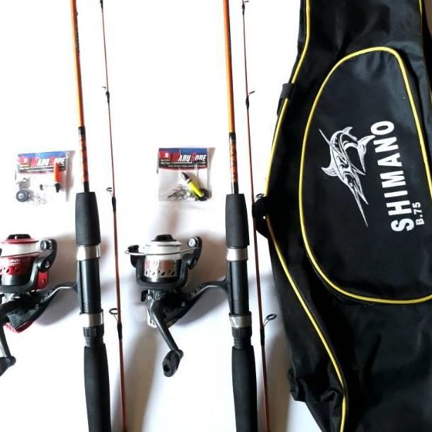 2 Set Pancing Udang, ikan Mujair Super lentur Spool Metal