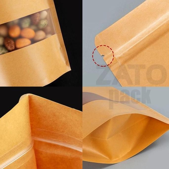 (Allthebest) 15x22 Kraft paper bag BROWN standing pouch ZATOPACK kemasan packaging