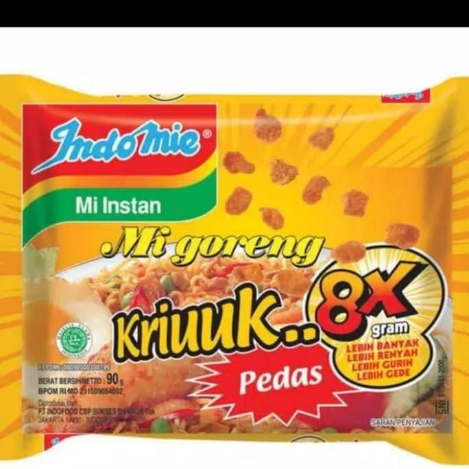 

Indomie goreng kriuk pedas 90 gr mie instant paket murah (isi 5 pcs)